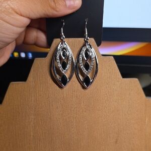 BUNDLE ANY 2, PAY ONE PRICE. Silver and Black Earrings